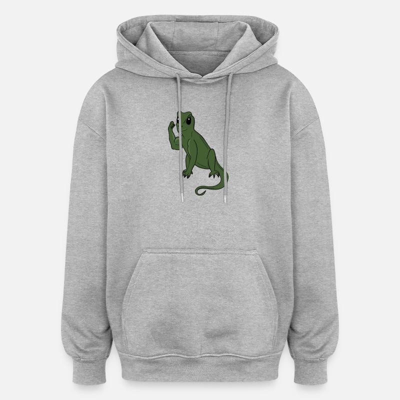 Lézard vert Flex - Sweat à capuche oversize unisexe - gris chiné