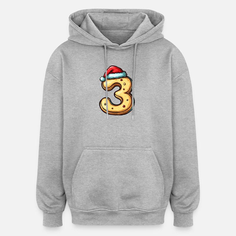 Biscuit de Noël à 3 chiffres - Sweat à capuche oversize unisexe - gris chiné