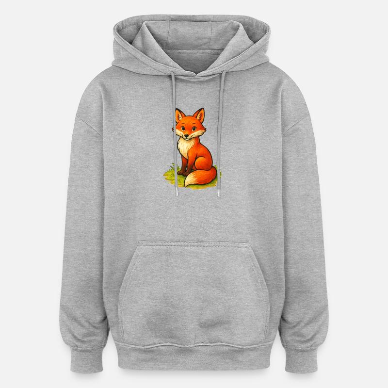 Fuchs Comic - Oversized Unisex Hoodie - Grau meliert