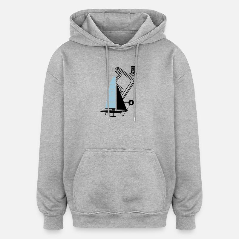 Parcours de régate moderne de voilier Yacht Yacht - Sweat à capuche oversize unisexe - gris chiné