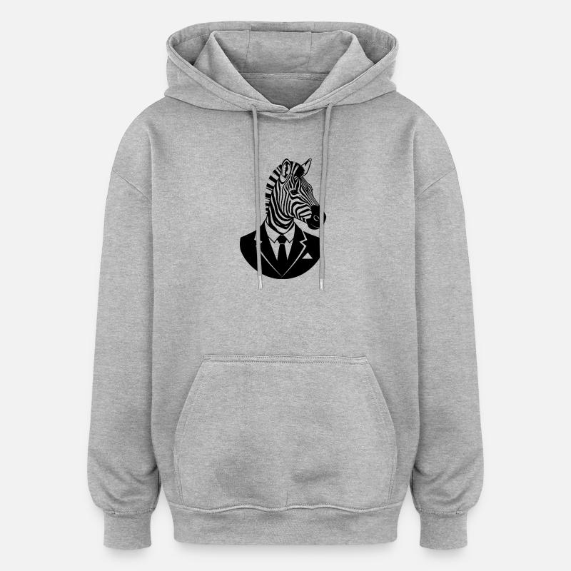 Zèbre en costume – Design élégant d’animaux - Sweat à capuche oversize unisexe - gris chiné
