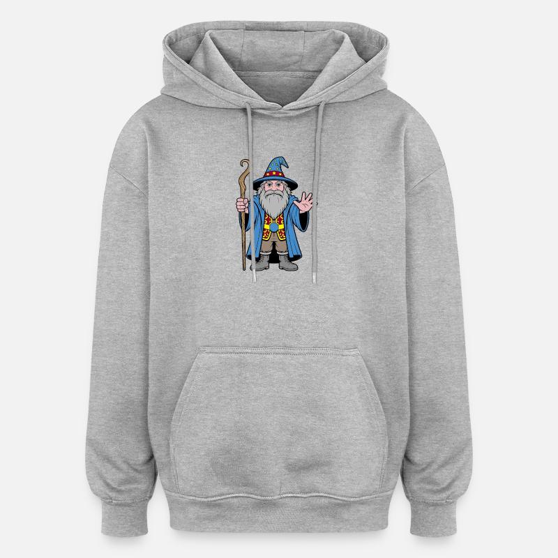 Magicien Cosmique au Chapeau étoilé - Sweat à capuche oversize unisexe - gris chiné