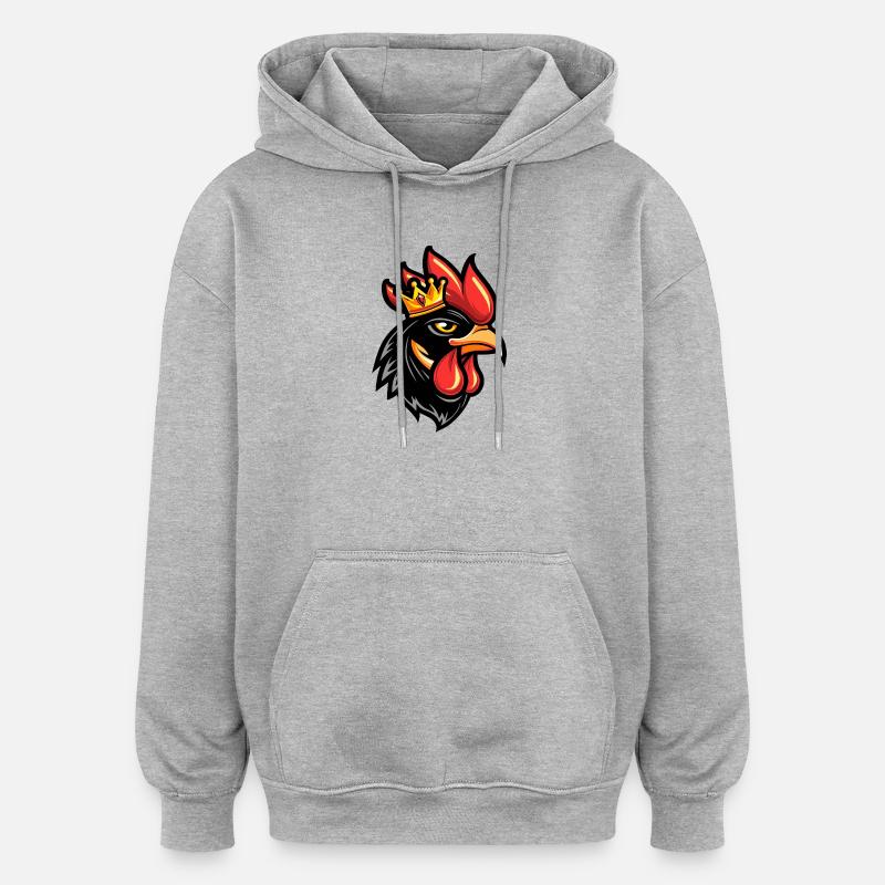 Couronne de tête de coq - Sweat à capuche oversize unisexe - gris chiné