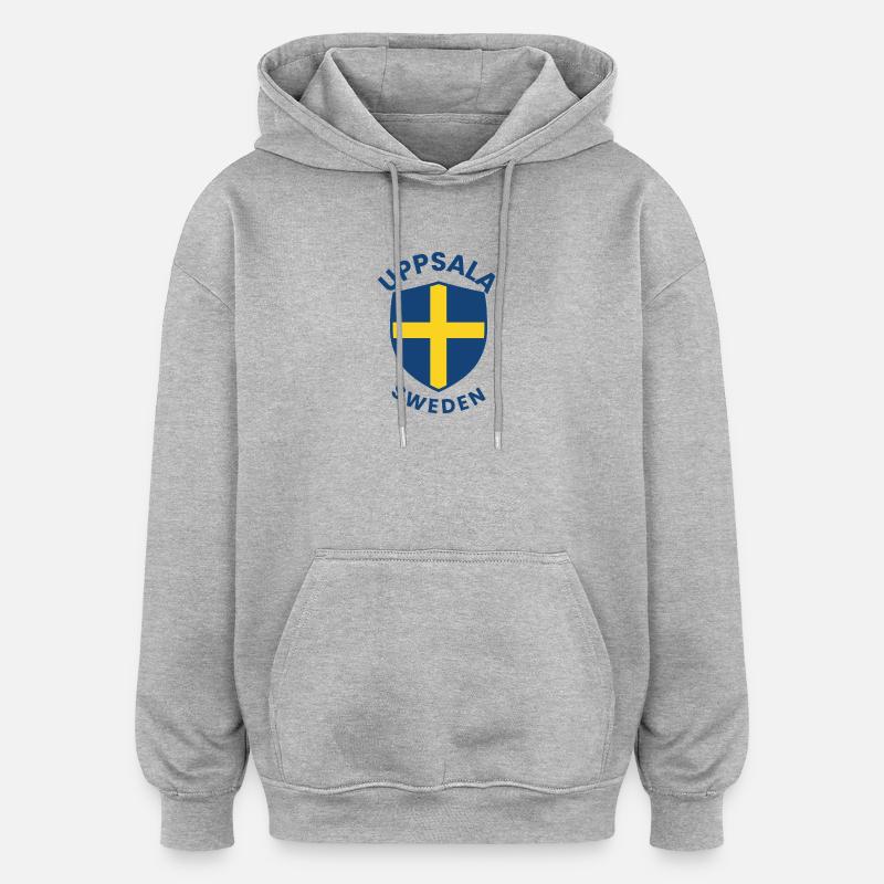 Blason d’Uppsala avec croix jaune - Sweat à capuche oversize unisexe - gris chiné