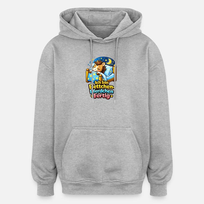 Bettchen Pferdchen Fertig | Bettfertig (md) - Oversized Unisex Hoodie - Grau meliert