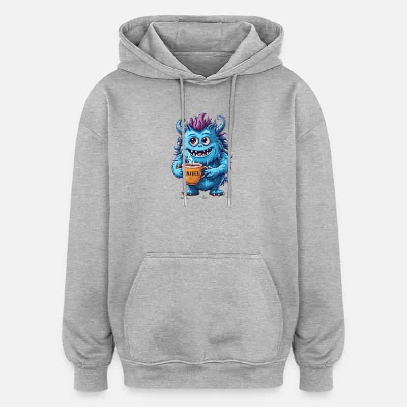Kaffeemonster  - Koffein Zombie - Morgenmuffel - Oversized Unisex Hoodie - Grau meliert