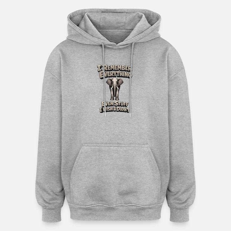 Éléphant mémorable - Sweat à capuche oversize unisexe - gris chiné
