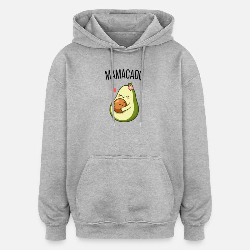 Maman enceinte, Mamacado, bébé, drôle. - Sweat à capuche oversize unisexe - gris chiné