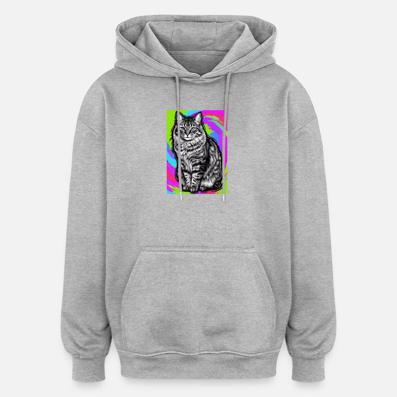 cat - Oversized Unisex Hoodie - heather grey
