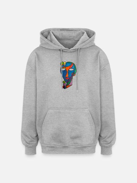 Cubist Mask River- Martina Eßer - Oversized Unisex Hoodie - heather grey