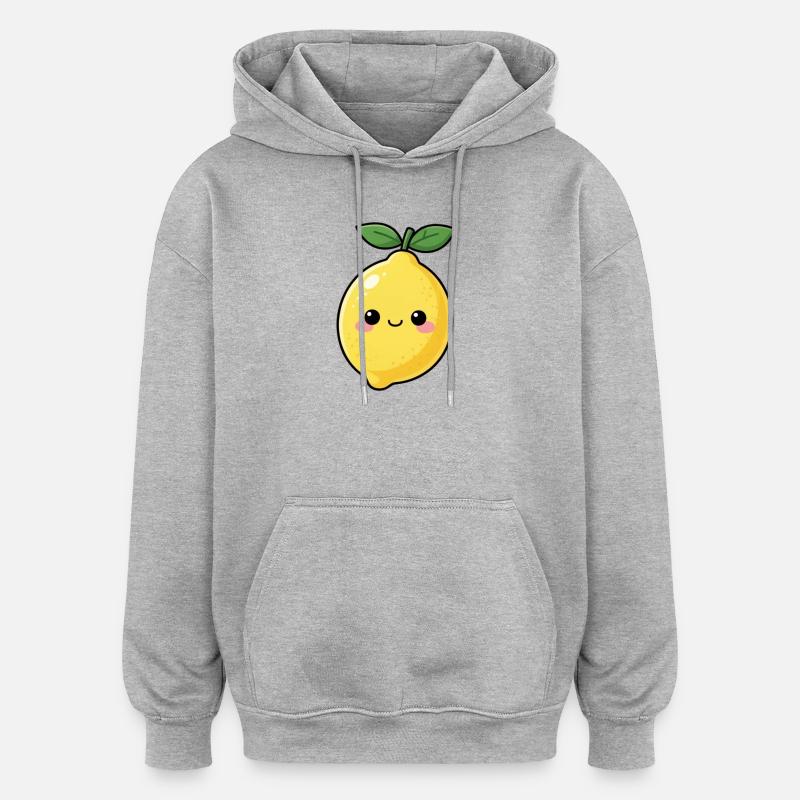 Cadeau au citron de Kawaii - Sweat à capuche oversize unisexe - gris chiné