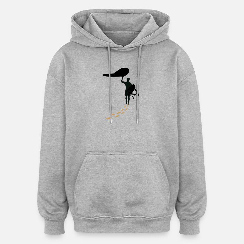 Wingfoiler avec des pas - Sweat à capuche oversize unisexe - gris chiné