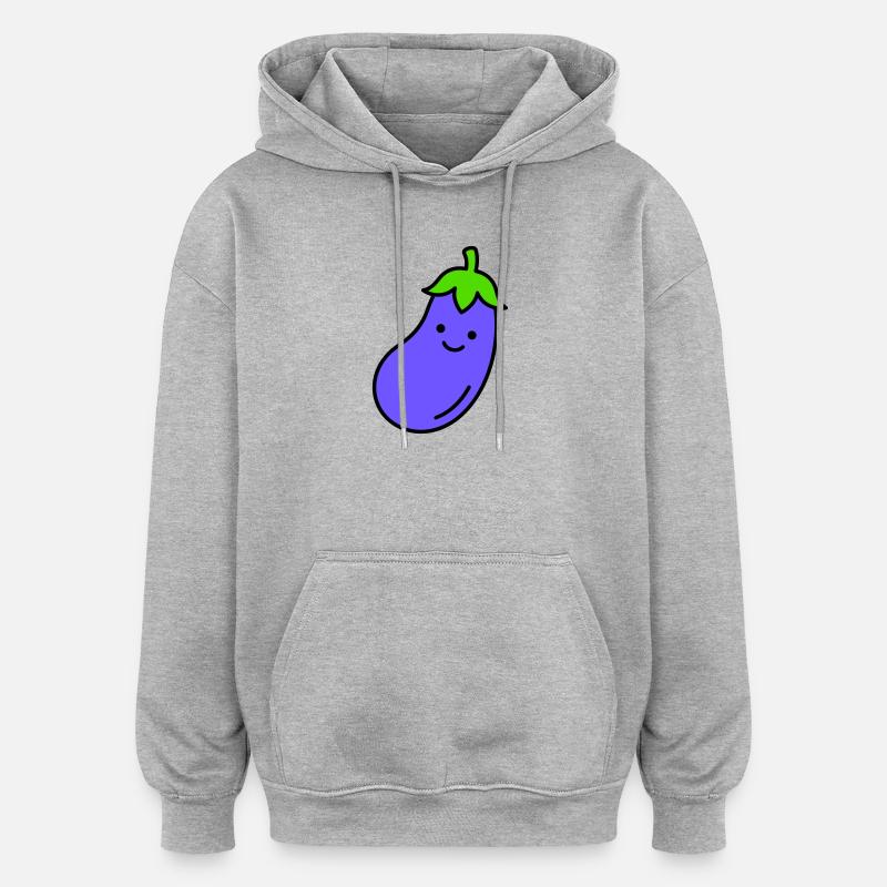 aubergine - Sweat à capuche oversize unisexe - gris chiné