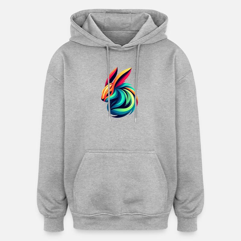 Lapin Couleur Éclatante - Sweat à capuche oversize unisexe - gris chiné
