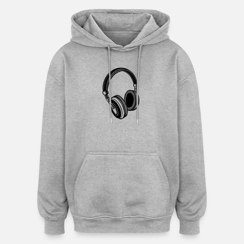 Kopfhörer - Oversized Unisex Hoodie - Grau meliert