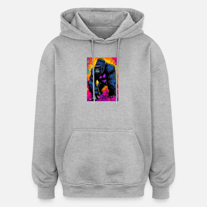 gorille - Sweat à capuche oversize unisexe - gris chiné