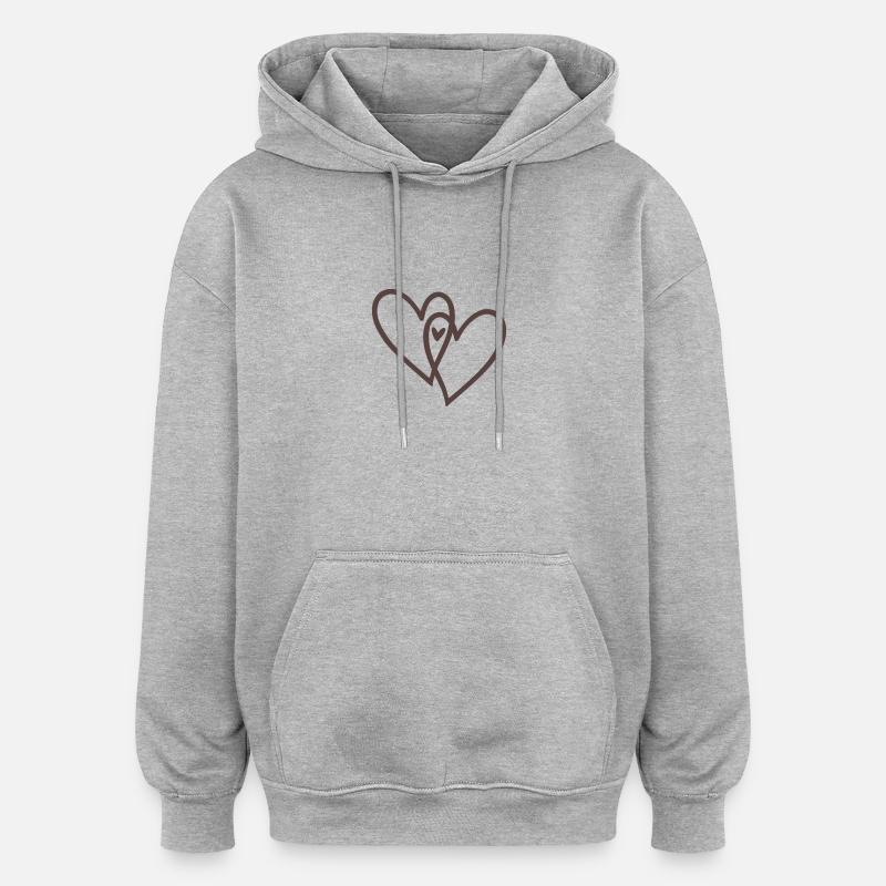 2 cœurs plus 1 - Sweat à capuche oversize unisexe - gris chiné