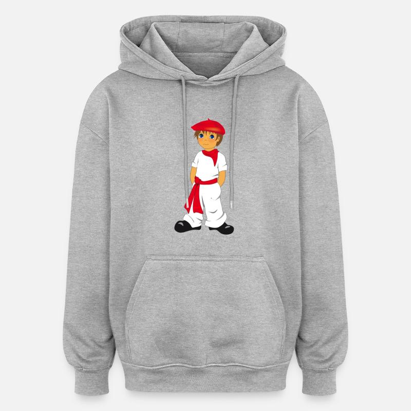 P'tit basque - Sweat à capuche oversize unisexe - gris chiné