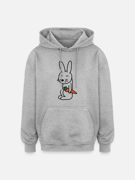 bunny_with_carrot - Oversized Unisex Hoodie - Grau meliert