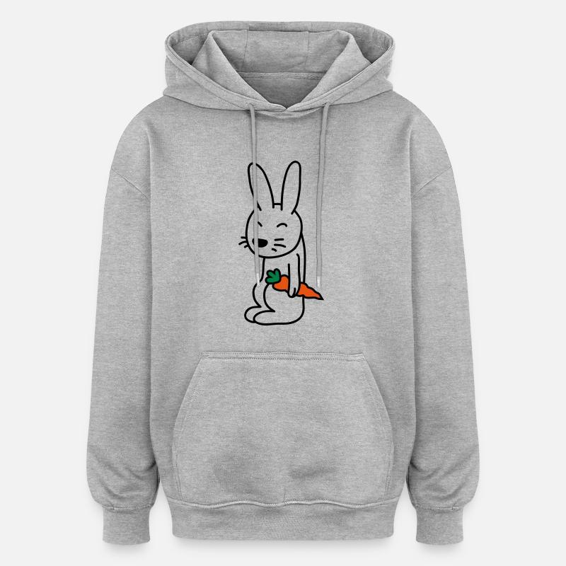 bunny_with_carrot - Sweat à capuche oversize unisexe - gris chiné