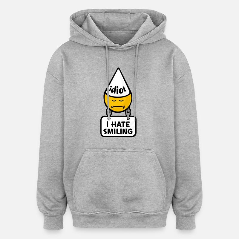 Smiley Shame Humiliation - Sweat à capuche oversize unisexe - gris chiné