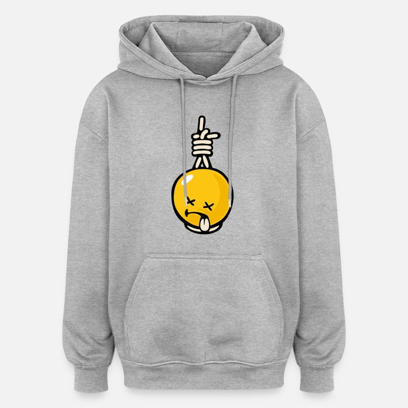 Smiley Suicidal - Sweat à capuche oversize unisexe - gris chiné
