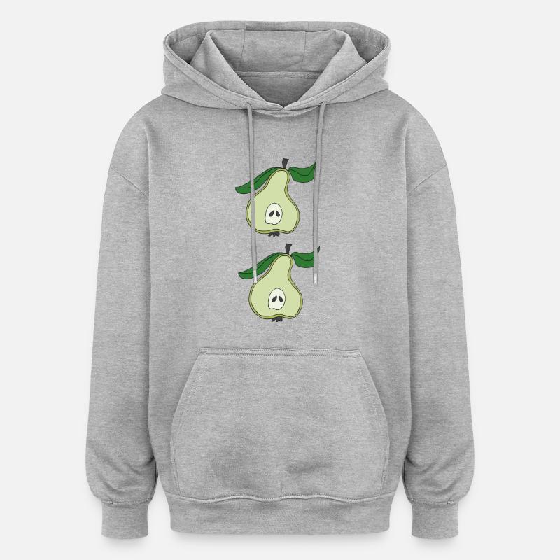 birnenhaelfte doppelt - Oversized Unisex Hoodie - Grau meliert