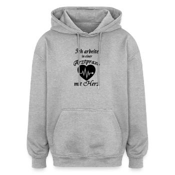 Arztpraxis mit Herz Geschenk Medizin Arzt - Oversized Unisex Hoodie - Grau meliert - Vorne - Noah (186cm)