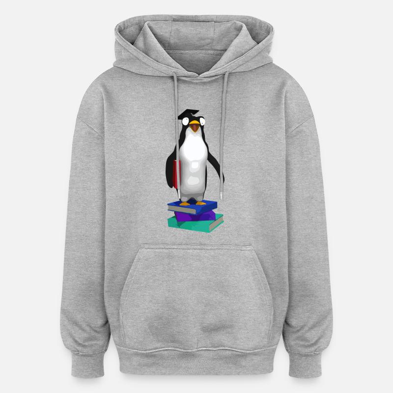 PinguinMops - Sweat à capuche oversize unisexe - gris chiné