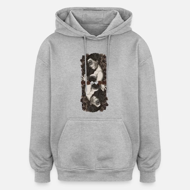 Deux catrines jumelles en roses - Sweat à capuche oversize unisexe - gris chiné