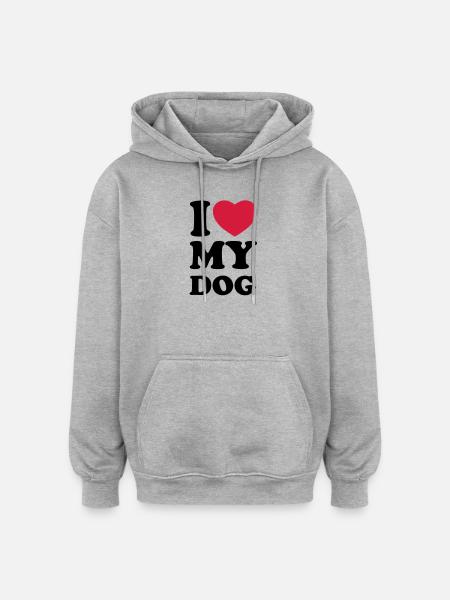 I love my dog - Oversized Unisex Hoodie - heather grey