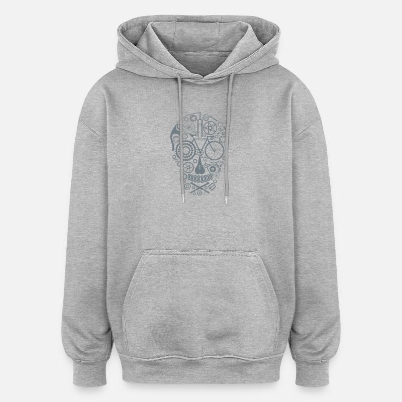 Bicycle Skull grey - Oversized Unisex Hoodie - Grau meliert