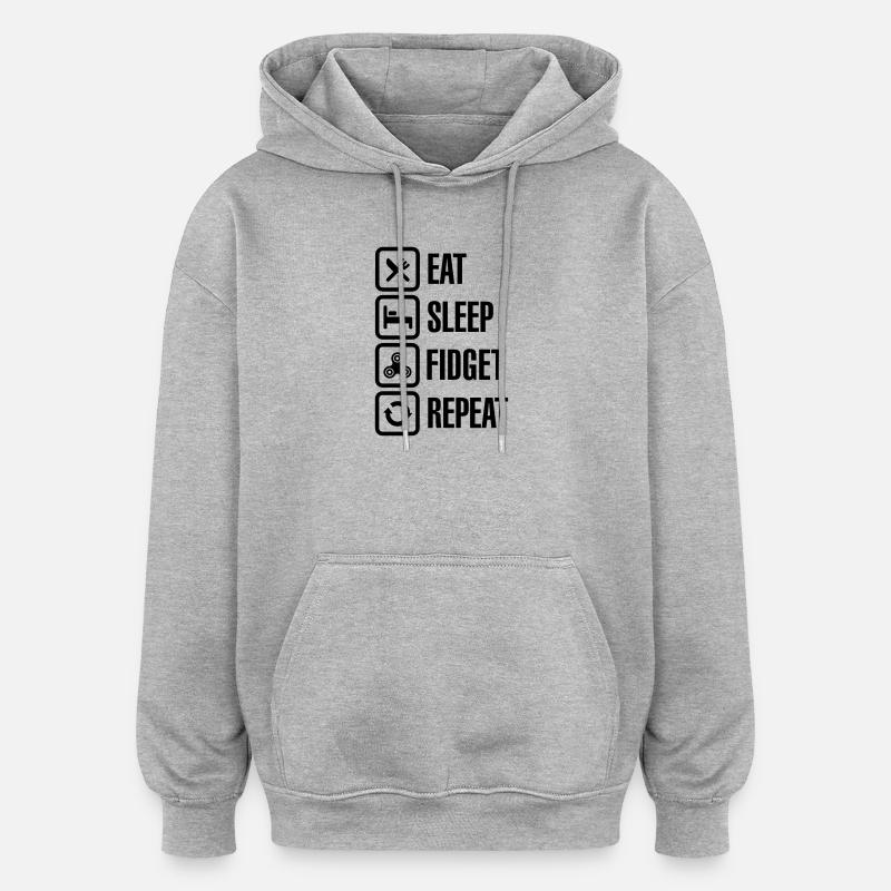 Eat Sleep Fidget Repeat - Fidget Spinner - Oversized Unisex Hoodie - Grau meliert