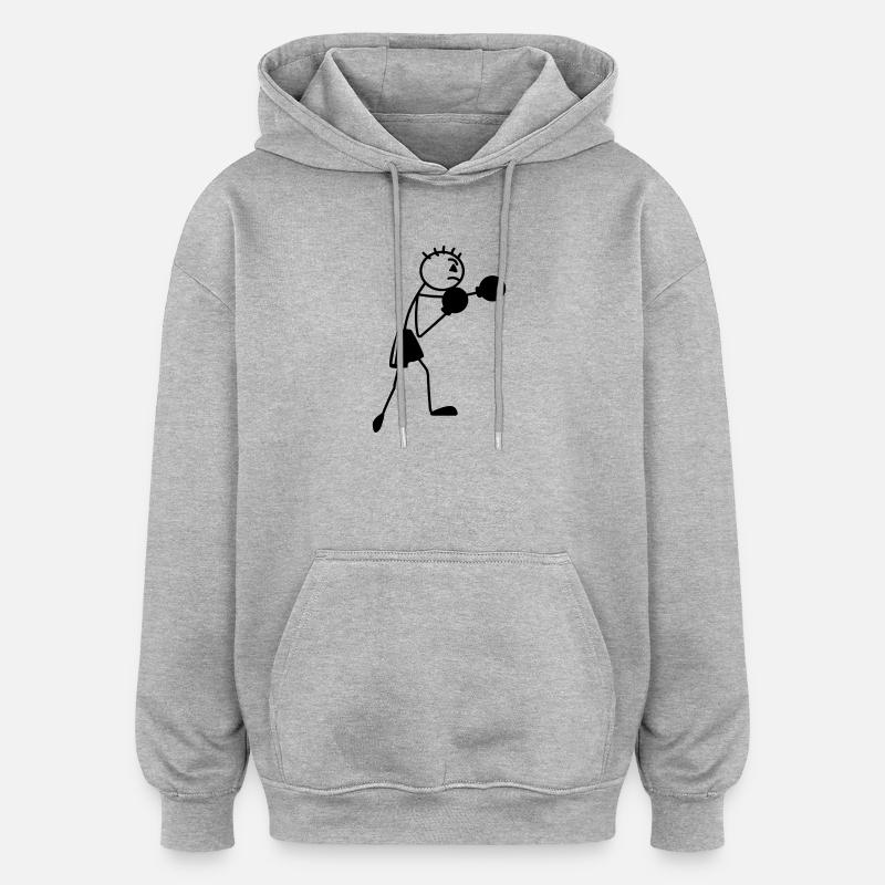 Figurine de boxe Stickmen - Sweat à capuche oversize unisexe - gris chiné