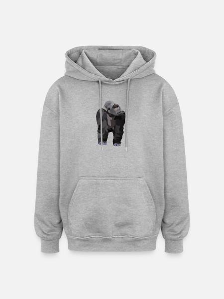 Gio, le gorille - Sweat à capuche oversize unisexe - gris chiné