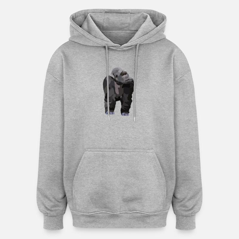 Gio, der Gorilla - Oversized Unisex Hoodie - Grau meliert