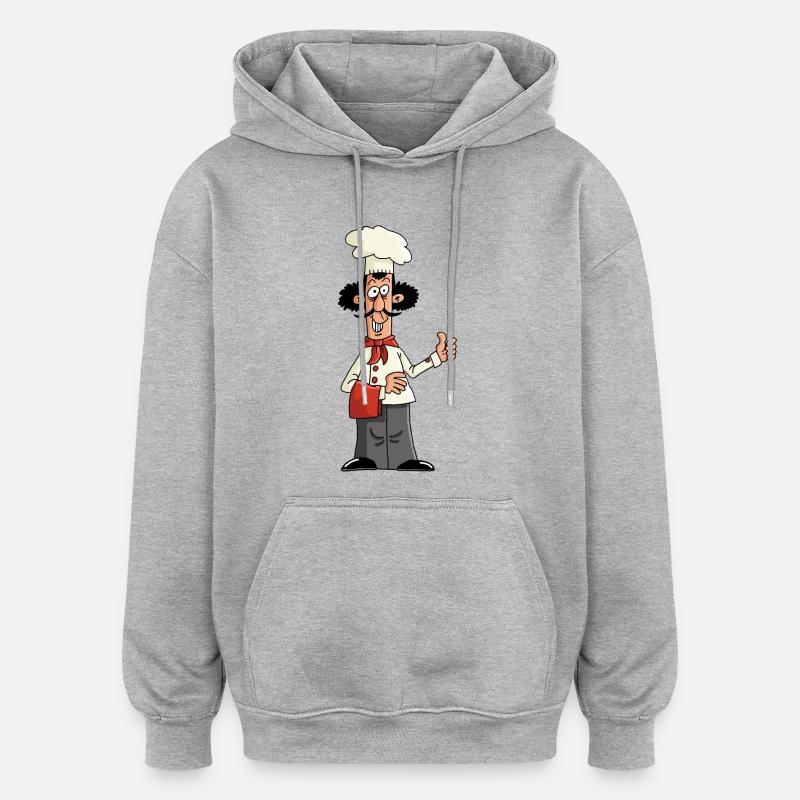 Chef cuisinier - Sweat à capuche oversize unisexe - gris chiné