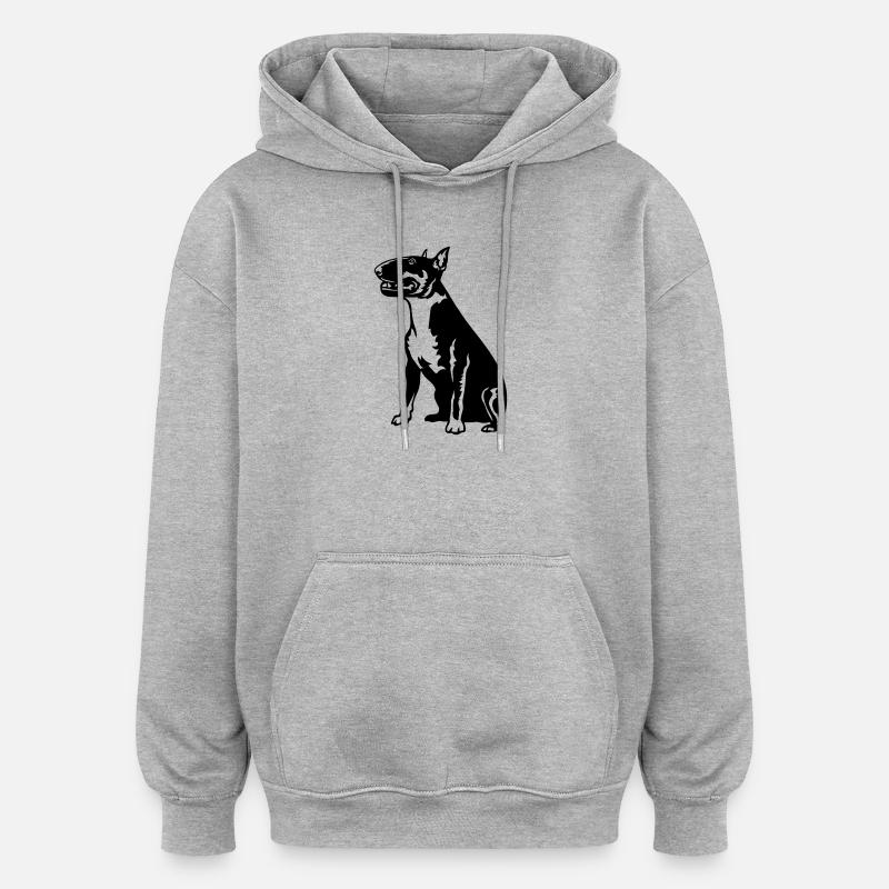 Bull terrier - Sweat à capuche oversize unisexe - gris chiné