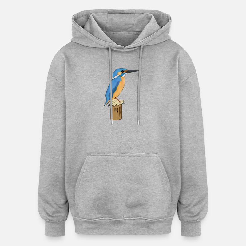 Martin-pêcheur - Sweat à capuche oversize unisexe - gris chiné