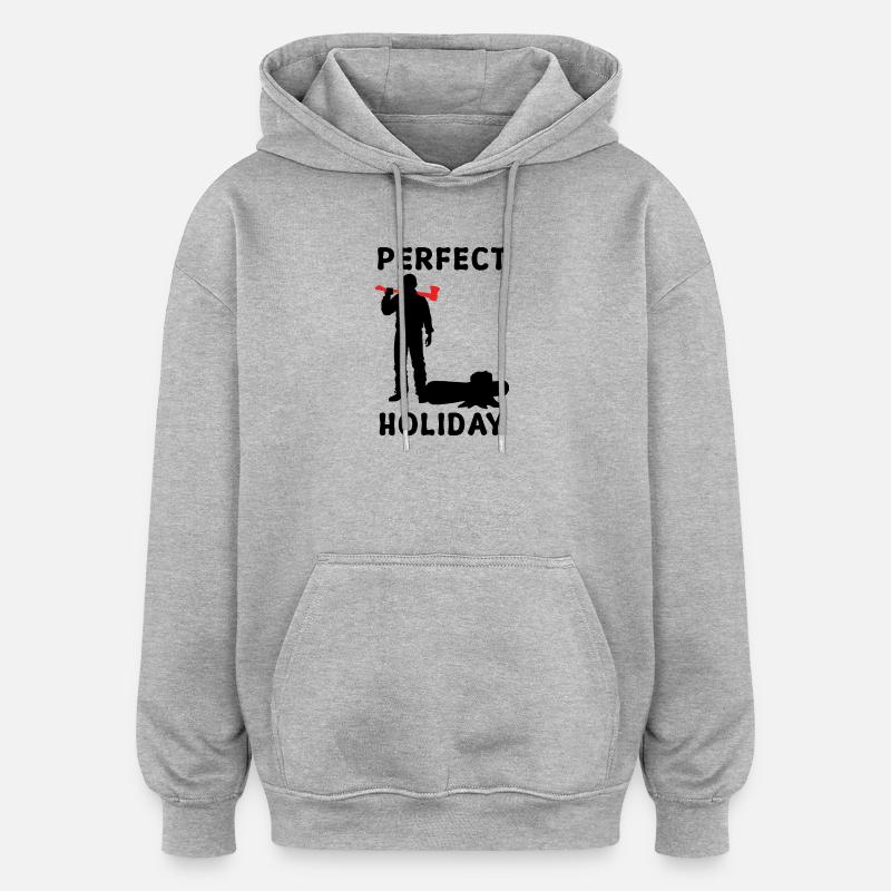 Boiserie hache bûcheron arbre cutter déclaration - Sweat à capuche oversize unisexe - gris chiné