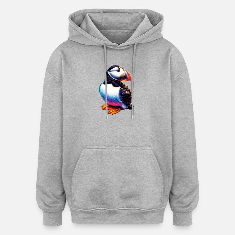Macareux - Sweat à capuche oversize unisexe - gris chiné
