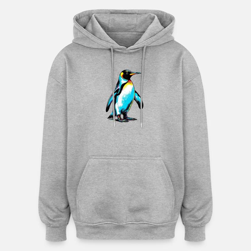 Pingouin - Sweat à capuche oversize unisexe - gris chiné