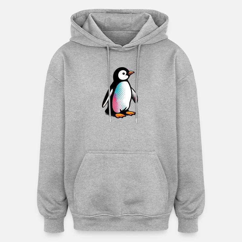 Pinguin - Oversized Unisex Hoodie - Grau meliert