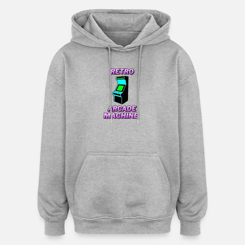 Retro arcade machine - Sweat à capuche oversize unisexe - gris chiné