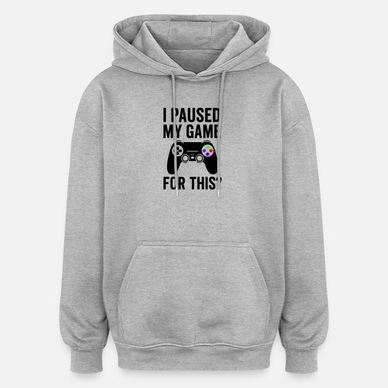 Pause de jeu - Thème Consola - Sweat à capuche oversize unisexe - gris chiné