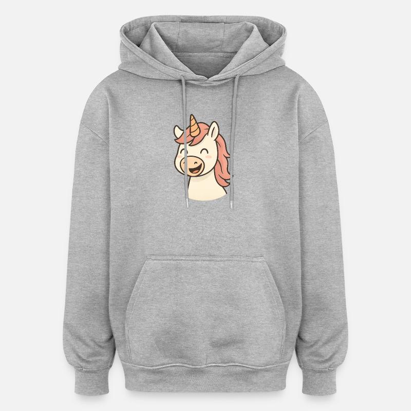 Lachendes_Einhorn - Sweat à capuche oversize unisexe - gris chiné