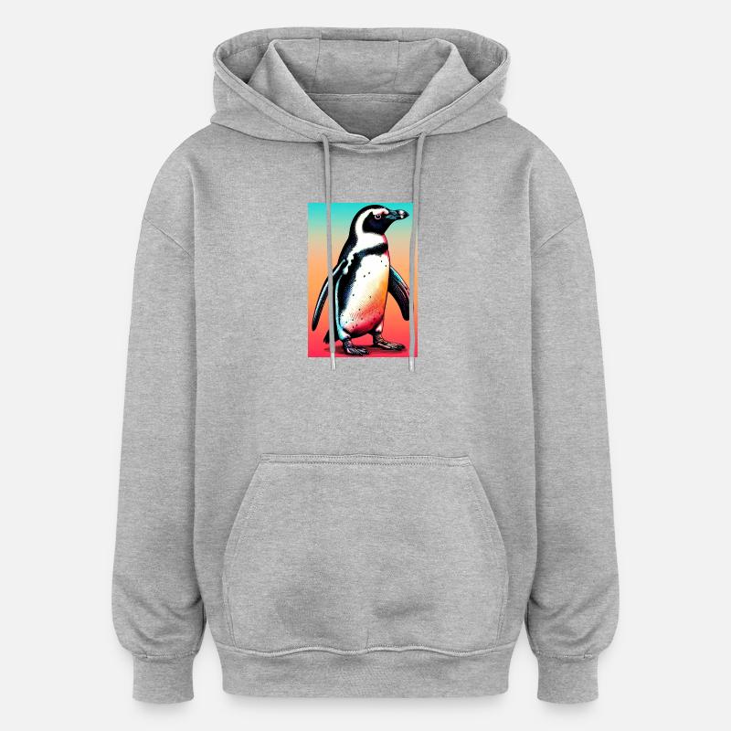 pingouin - Sweat à capuche oversize unisexe - gris chiné