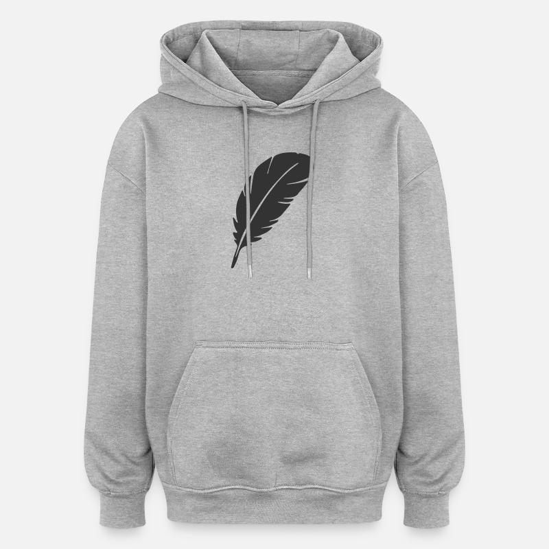 Conception élégante de silhouette de plume - Sweat à capuche oversize unisexe - gris chiné