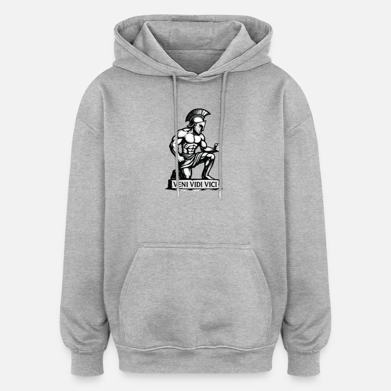 Guerrier spartiate Veni Vidi Vici - Sweat à capuche oversize unisexe - gris chiné