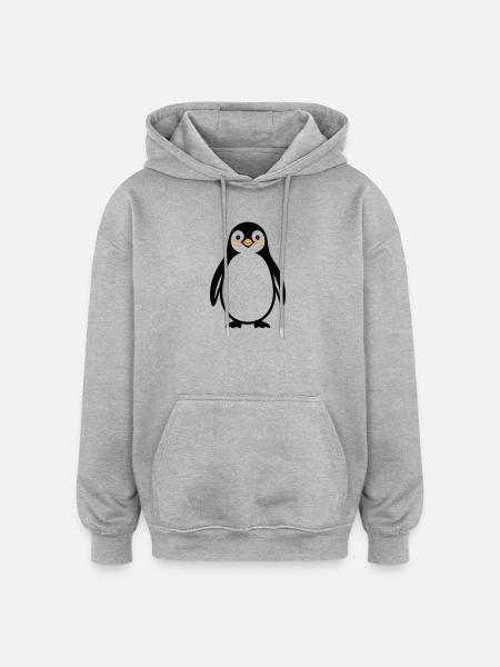 Pinguin - Oversized Unisex Hoodie - Grau meliert